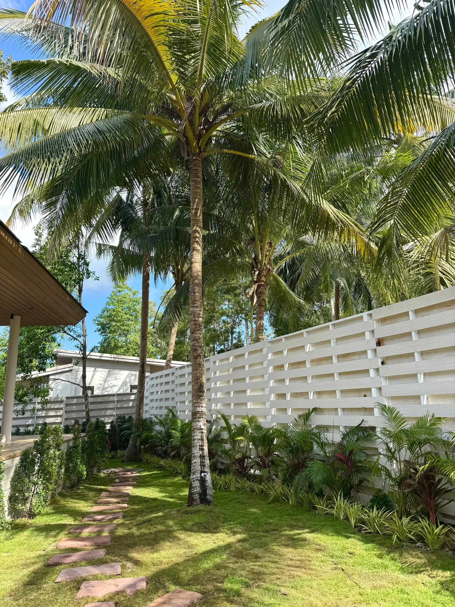 Villa II — palms over the winding stepping-stone path